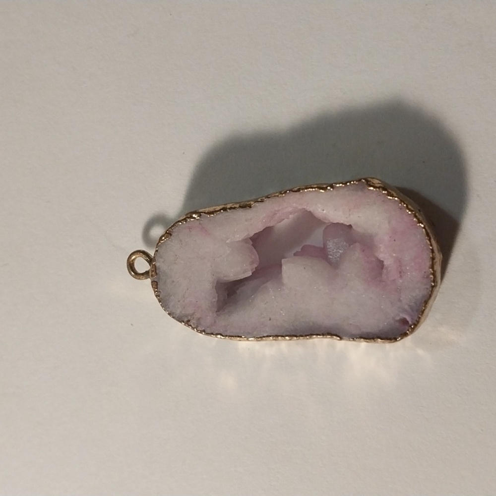 Lavender Purple Druzy Crystal Agate Geode Gemstone Pendant Charm